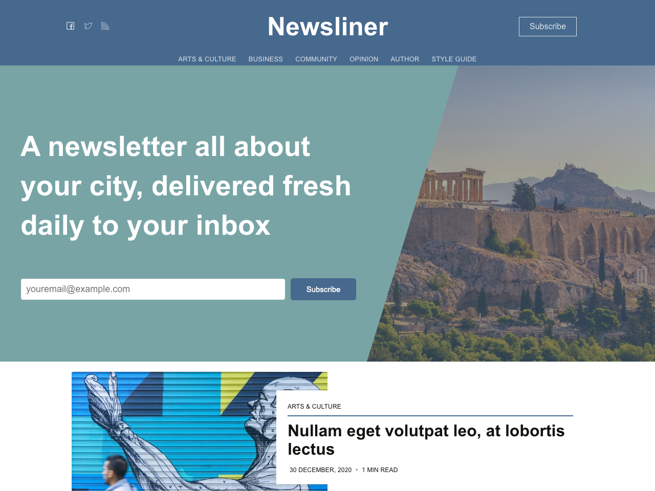 Newsliner Gatsby + Ghost Starter screenshot