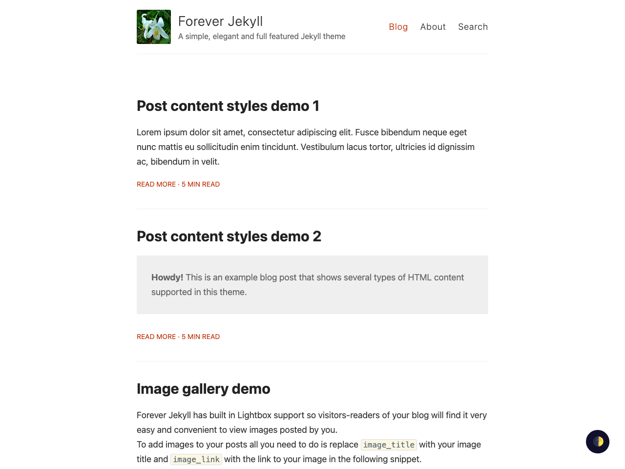 Forever Jekyll screenshot