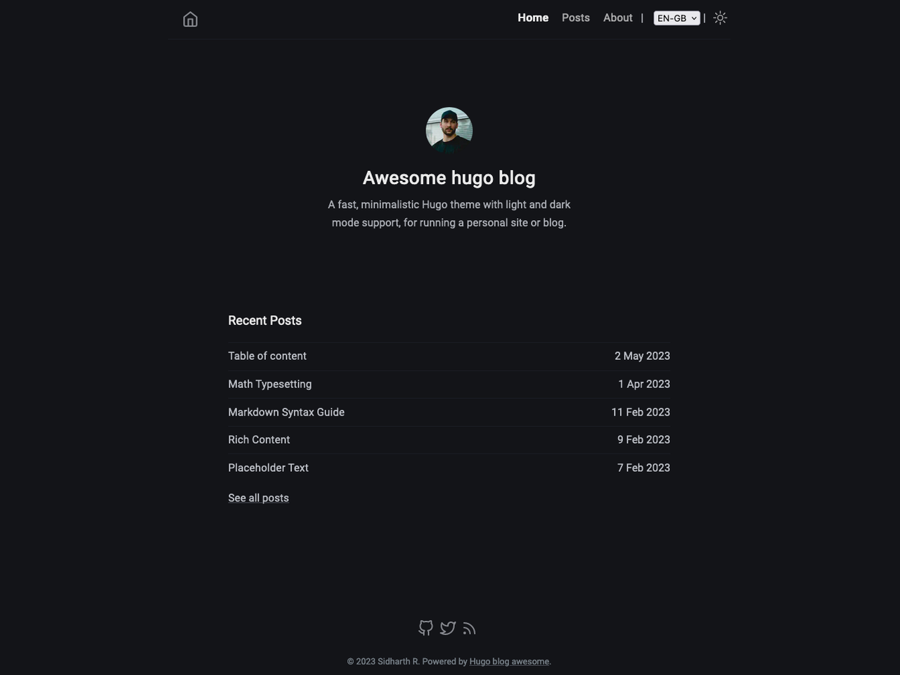 Hugo blog awesome screenshot
